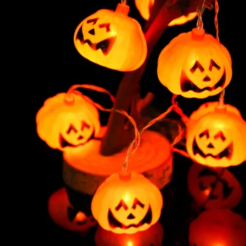 1,5 м, 10 светодиодных гирлянд в виде тыквы на Хэллоуин, Гирлянда, Украшения на Хэллоуин для дома, декор для вечеринки на Хэллоуин, Световые принадлежности