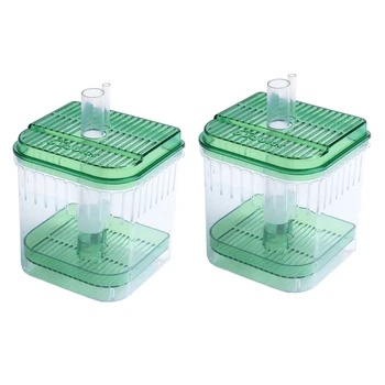 2 пластиковых квадратных Аквариума С Аквариумным Фильтром Нижняя Коробка Прозрачно-зеленого цвета