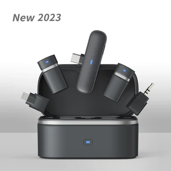 2023 Беспроводной петличный микрофон 3 в 1 Мини микрофон 2.4G профессиональное шумоподавление подходит для видеоблога в прямом эфире мобильного телефона