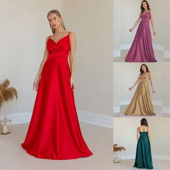 2023 Новое женское платье в Европе и Америке, сексуальное свадебное платье на бретелях, длинная юбка для подружки невесты