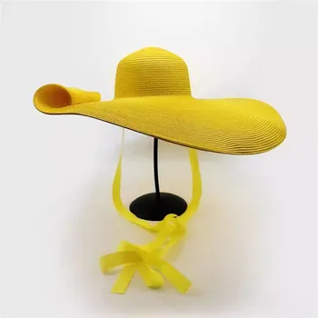 202305-chaoni dropshipping crypto weave desige летняя бумажная шляпа с большими ветровыми полями, желтая женская солнцезащитная кепка, женская пляжная шляпа для отдыха