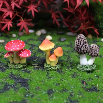 3шт Мини-грибов из смолы Для миниатюрного украшения ландшафта Комнатных растений, плантаторов, декораций газонов, аксессуаров