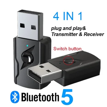 4 В 1 USB Bluetooth 5.0 Беспроводной передатчик Приемник 3,5 мм Aux аудиоадаптер для Bluetooth динамика телевизора ПК автомобильного комплекта