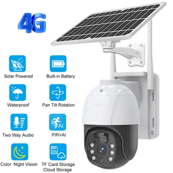 5-Мегапиксельная Солнечная камера, Wi-Fi/ 4G SIM-карта, Обнаружение движения PIR, Беспроводная Солнечная панель ночного видения, Camara CCTV Security Protection
