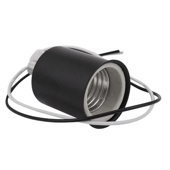 6X E27 Керамическое винтовое основание Круглая Светодиодная лампочка Адаптер для розетки Металлический Держатель лампы с проводом Черный