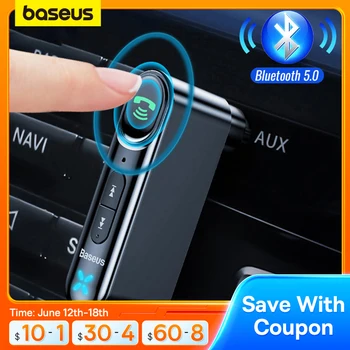 Baseus Автомобильный адаптер AUX Bluetooth 5.0, разъем 3,5 мм, Беспроводной аудиоприемник, Громкая связь, Bluetooth, автомобильный комплект для телефона, автоматический передатчик