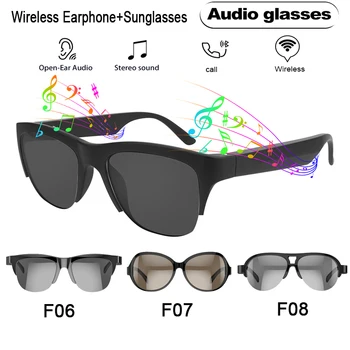 F08 TWS Смарт-Очки Наушники Анти-Blu-ray стереогарнитура С Двумя Динамиками Сенсорные Беспроводные Bluetooth Солнцезащитные Очки Для Путешествий
