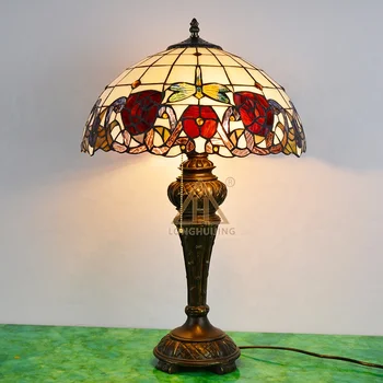 LongHuiJing Антикварная настольная лампа от Тиффани ручной работы с 16-дюймовыми абажурами, Художественные светильники с абажурами из витражного стекла