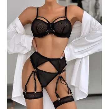 PassionLAB Ropa Interior Sexys Mujer Mesh Naughty Hollow Out See Through Lingerie For Womens 2023 женское белье комплект