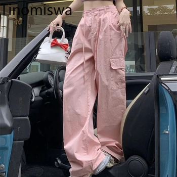 Tinomiswa, уличная одежда, модные брюки-карго, женские однотонные брюки с высокой талией и завязками, женские карманы, повседневные универсальные капри