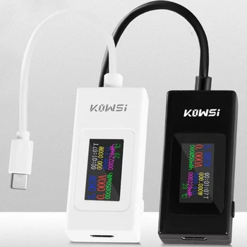 USB C Тестер Измеритель мощности 4-30 В 0-6,5 А Цветной экран дисплея Цифровой мультиметр Тестер тока Амперметр Вольтметр