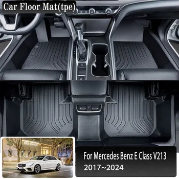 Автомобильный Коврик Для Mercedes Benz E Class V213 E-Class L 2017 ~ 2024 Из Грязеустойчивой Кожи TPE Для Ног LHD Колодки, Коврики, Автоаксессуары