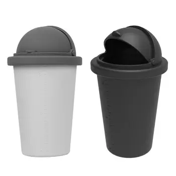Автомобильный мусорный бак Мини-контейнер для мусора Мини-автомобильные аксессуары с крышкой, небольшие аксессуары для хранения и организации, черный / серый