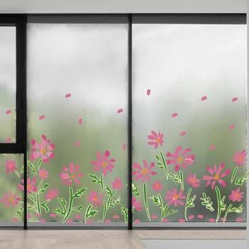 Акварельно-розовые наклейки на стены Kizcozy с полевыми цветами, съемные наклейки на стену с цветочной кожурой и наклейкой для декора детской комнаты