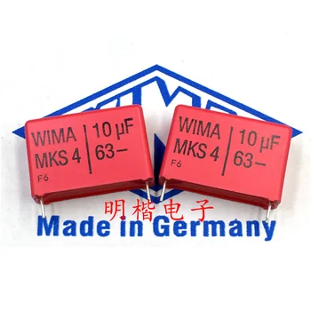 Бесплатная доставка 2шт/5шт Конденсатор WIMA Germany MKS4 63V 10UF 106 P = 27,5 мм