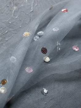 Блестки Мелкий цветочный блеск Прозрачная сетчатая ткань Сценический фон Платье Декоративные ткани для дизайна одежды