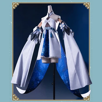 В наличии！Genshin Impact, Потому что Гуйчжун Косплей, Свободные рукава, Звездное небо, градиентное платье, Игра dust god, потому что женская Униформа в полном комплекте