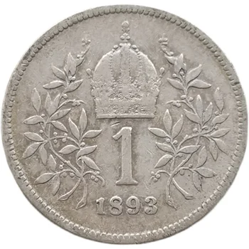 Венгрия 1893 г. Серебряная монета в 1 крону 23 мм 5 г 835 серебряная монета Австро-Венгерской империи N Год выпуска Случайный