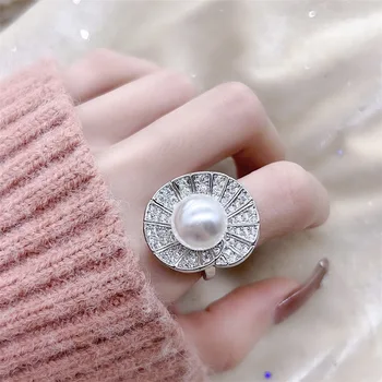 Винтажная Элегантность, Дизайнерское кольцо в форме морской раковины с красивой жемчужиной для женщин, Модные Ювелирные подарки