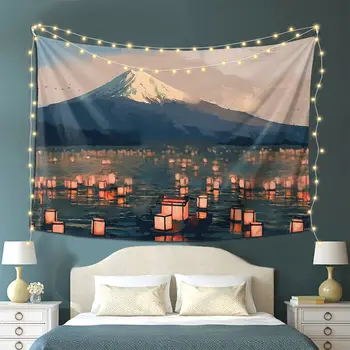 Водные фонарики Fuji, Гобеленовое украшение, Эстетические Гобелены для гостиной, декор спальни, Домашняя настенная ткань в стиле хиппи