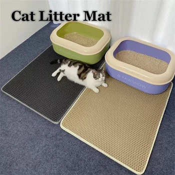Водонепроницаемый коврик для кошачьего туалета, двухслойный коврик для домашних животных, Нескользящий песочный коврик для кошек, моющиеся постельные коврики, чистый коврик для кошек
