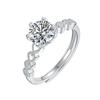 Гламурное кольцо с муассанитовым сердечком в 1 карат для женщин, серебро S925 пробы, Оригинальные Сертифицированные Роскошные Дизайнерские украшения, Помолвка, Свадьба