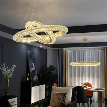 Декор комнаты Светодиодная художественная люстра, подвесной светильник, роскошная хрустальная вилла, гостиная, столовая, светильник для бара в помещении отеля