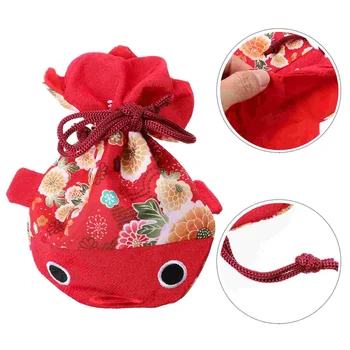 Детская сумочка в японском стиле с золотой рыбкой, сумка на шнурке, прекрасная подарочная сумка, маленькая сумка для хранения на шнурке.