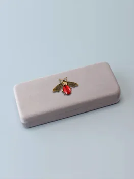 Женская коробка для очков в стиле Ins из искусственной кожи с женственным декором в виде бабочки, розовое золото