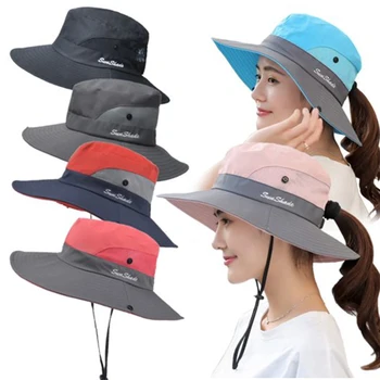 Женская панама-панама 2023, модный солнцезащитный козырек, дышащая шляпа для рыбаков, кепка с конским хвостом, Летние шляпы, пляжные шляпы от солнца