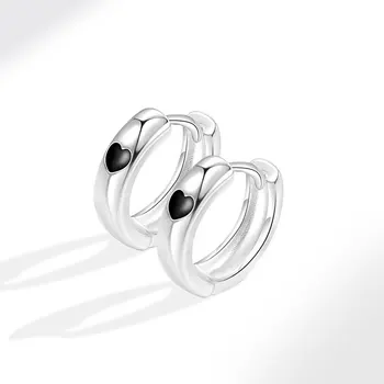 Женские серьги-кольца KOFSAC Black Heart Простая индивидуальность, ювелирные изделия из стерлингового серебра 925 пробы, Модная Пряжка для ушей