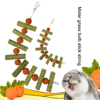 Забавная кроличья палочка для коренных зубов, простая в установке, привлекательная игрушка для жевания домашних животных, травяной мяч, ветка, игрушка-кролик