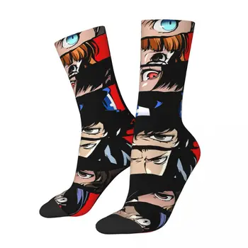 Забавные счастливые мужские компрессионные носки Persona 5 Characters Eyes Classic Vintage Harajuku Persona Series Game Street Crew Socks