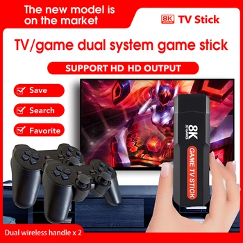 Игровая Консоль с Двойным Беспроводным Контроллером 2.4G Q9 Game Stick Android 11.1 1080P HD TV Ретро Игровая Консоль Детские Подарки