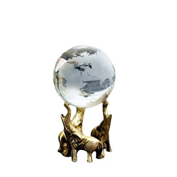 Импортированный из Индии декоративный латунный хрустальный глобус в виде слона, Украшение для кабинета, Книжный шкаф, Мебель, украшения