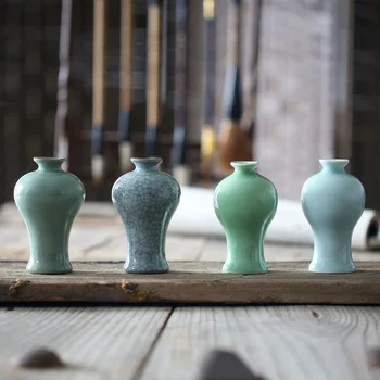 керамическая Мини-ваза для цветов из Селадона, украшение для комнатных поделок, Сделай сам, Высокое Качество, Креативный Китайский Изысканный Элегантный стиль.