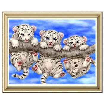 Комплект для украшения стен дома своими руками 3D Мозаичная вышивка с изображением Тигра для рождественских подарков на День Рождения SCVD889