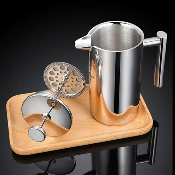 Кофеварка для приготовления френч-пресса из нержавеющей стали С двойной металлической изоляцией и легким прессованием Высококачественного кофе
