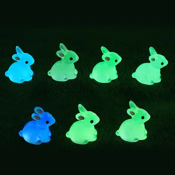 Крошечные фигурки кроликов, 50 штук, игрушечные фигурки кроликов из смолы, светящиеся в темноте, кролики, сказочные садовые украшения для вечеринок, дворов
