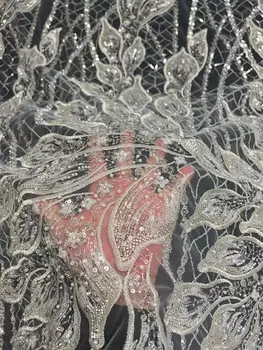Кружевная ткань, расшитая блестками и бисером, ZH-13028742, тюлевая сетка для пошива платья