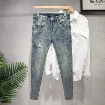 Летняя винтажная мужская одежда в корейском уличном стиле в стиле харадзюку, роскошные брюки из тонкого денима, классические крутые новые джинсовые брюки для мужчин