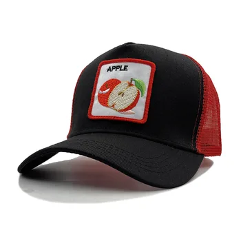 Летняя мужская бейсболка с вышивкой и фруктовым узором, женская кепка для рыбалки на открытом воздухе, Дышащая хип-хоп шляпа, повседневная сетчатая кепка
