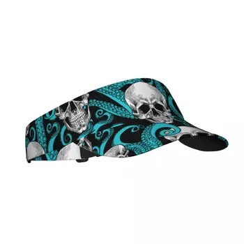 Летняя солнцезащитная шляпа с регулируемым козырьком, защищающая от ультрафиолета, Пустой белый Череп с лапкой осьминога, спортивная солнцезащитная кепка