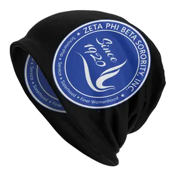 Логотип Zeta Phi Beta, Синяя Шапка-Капот, Вязаные Шапки, Модные Унисекс Для Взрослых, Греческая Буква 1920, ZOB, Теплые Зимние Тюбетейки, Шапочки, Кепки
