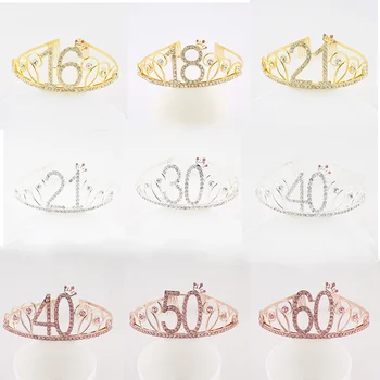 Металлическая корона, повязка на голову, лента для волос принцессы, декор для диадемы на день рождения, свадебные женские украшения для юбилейных вечеринок, 16-18, 21, 30, 40-е
