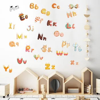 Милые забавные 26 английских букв украшение стен детской комнаты дошкольного учреждения наклейки на стены наклейки на стены для детских комнат обои