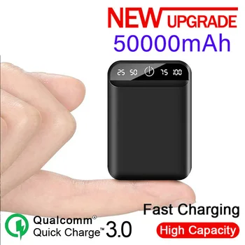 мобильный банк питания 50000mAh портативное быстрое зарядное устройство для мобильного телефона цифровой дисплей USB-зарядка внешнего аккумулятора для Android