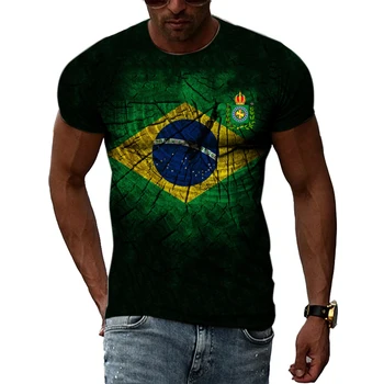 Мужская летняя бразильская мода, Стильная креативная футболка с 3D-принтом, короткий рукав, удобный топ Оверсайз с круглым вырезом.