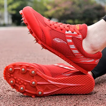 Мужская обувь для легкой атлетики, Женские кроссовки с шипами, Легкая спортивная обувь для бега, Легкая Спортивная обувь для гонок, Плюс размер 32-45