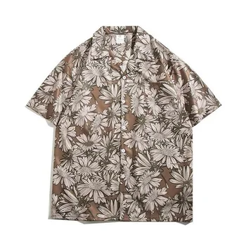 Мужская рубашка с цветочным принтом, Быстросохнущие мужские пляжные блузки и рубашки, Летние рубашки большого размера с коротким рукавом, Гавайская винтажная одежда